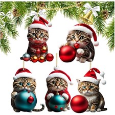 5 Stück Katze Weihnachtsbaum