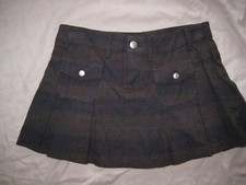 VINTAGE Falten Minirock FISHBONE braun blau kariert Taschen Schulmädchen XS SEXY