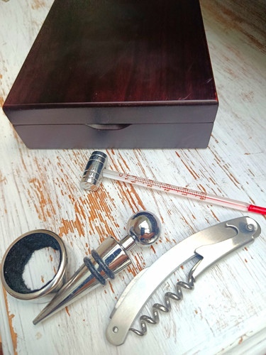 Sommelier set holzbox mit - sommelier-set,