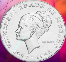 Monaco 10 Francs 1982 Gracia Patricia Silber Unc. 66000#❇️..