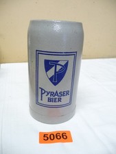 5066.    Alter Steingut Bierkrug  Brauerei Pyraser Bier  Bierkrug   1 L