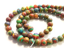 Rainbow bunte Perlen 6mm rund Stein synthetisch Mix 1 Strang Schmuck basteln DIY
