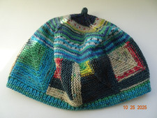 Mütze aus Opal Wolle, Türkis bunt, handgestrickt, Hut Größe 58-60, neu, Unikat
