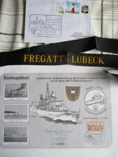 Bundeswehr Marine Erstagblatt Mützenband Fregatte Lübeck F 214 Dienststell 1990