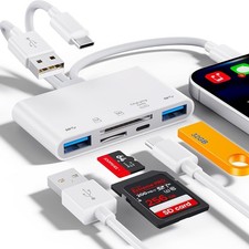 USB OTG Adapter mit Ladeanschluss für iPhone iPad SD Micro SD Kartenleser