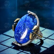 925 Sterling Silber Lapislazuli Stein Axt Design riesiger Herrenring