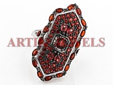 Natürlich Granat Edelstein Mit 925 Sterlingsilber Ring für Damen #3324