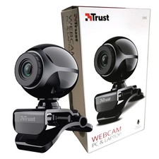 Trust Exis USB Webcam mit Mikrofon in schwarz für PC Laptop Videochat 17003