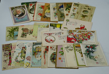 Antik Frühe 1900s Weihnachtsgrüße Postkarten Set Mit 28