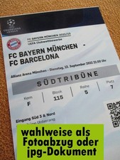2022/23 --- FC Bayern München - FC Barcelona --- Champions League Ticket / Foto