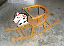 HERLAG vintage altes Schaukelpferd HOLZ massiv - Spritzdekor 60er Jahre