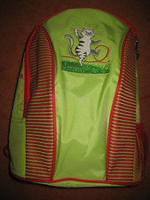 Kinder Rucksack Schott mit Katze, grün und gepolsterten Riemen. Sehr guter Zusta