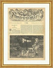 Große Wäsche Barnell Kinder Puppenkleidung Puppenwagen Holzstich E 4418 Gerahmt