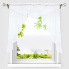 Scheibengardine Raffrollo mit Tunnelzug Kräuselband Kuvertstore M-Bogen Vorhang