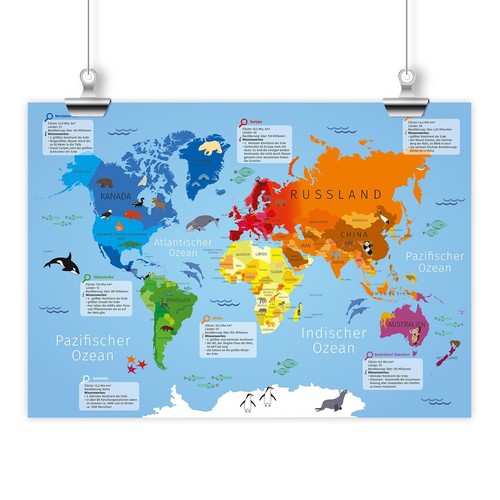 Kinder lernposter weltkarte - lernposter,