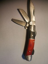 3-Klingen Klappmesser Trapper Style - Holzgriff & Gravur Edelstahl Sammlerstück