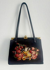 Vintage 1940er Jahre Petit Point Gobelin Schulter-Tasche Handtasche