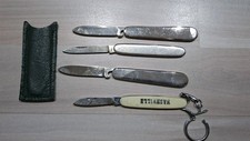 Sammlung alter Taschenmesser / Mini-Messer – 4 Stück + Etui