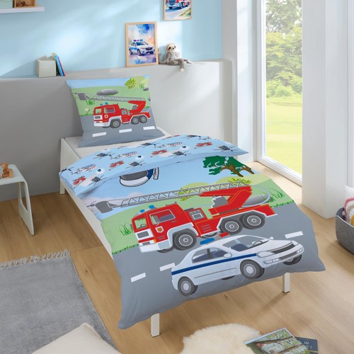 Kinderbettwäsche mit polizei - kinderbettwäsche,