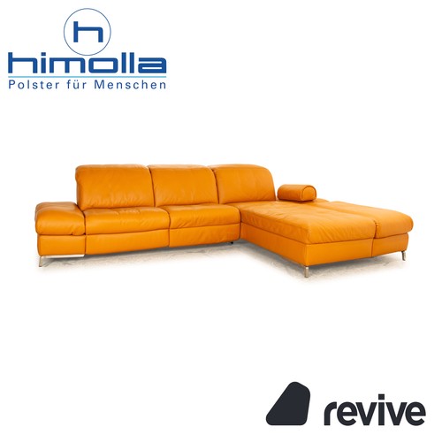 Himolla leder ecksofa orange - leder,