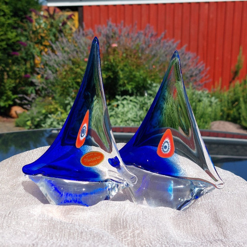 Murano glass segelboot - glass, 2x