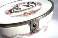 Art Deco Deckeldose - Keksdose - Gebäckdose - Bonbondose Keramik Rosen Design