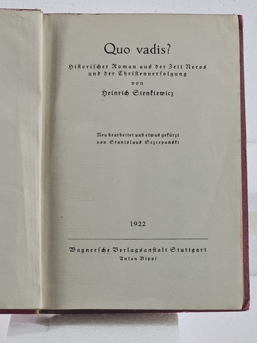 Quo vadis 1922 buch - quo, gebunden