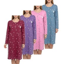 Damen Nachthemd Sleepshirt  Winter warm Romantik  4 Farben M - 3XL  40-54