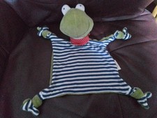 Sigikid Schmusetuch Kuscheltuch Frosch in Grün Blau Weiß gestreift + Halstuch