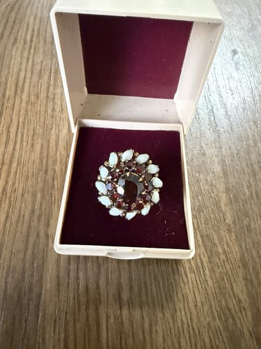 Goldring mit granat und opal - mit,