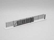 H0 Stahlmattenzaun, Industriezaun, Metallzaun - Anthrazit - SET mit Schiebetor