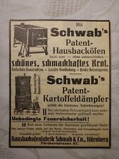 Werbung Inserat Anzeige Schwab Patent Backofen Kartoffeldämpfer Nürnberg 1914