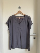 CECIL Damen Blusenshirt Gr. XL Grau Kurzarm Lockerer Schnitt Weich Bequem