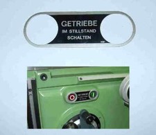 Getriebewarnschild für Deckel
