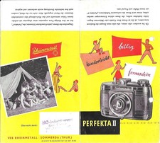 Perfekta II : Prospekt für die Rollfilmkamera 6x6 VEB Rheinmetall Sömmerda 1956