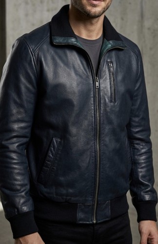 Bomberjacke leder 100 schwarz - bomberjacke,