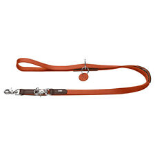 Hunter Verstellbare Führleine Lemvig orange/dunkelbraun für Hunde, Softleder
