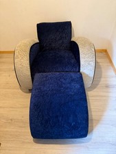 BRETZ Designer Sessel und Hocker im Art-déco-Stil, Samtbezug mit Federfüßen 