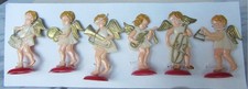 Bakelit Hartplastik 50er/60er Jahre 6 Engel auf original Karte Weihnachtsschmuck