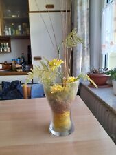 älteres Blumengesteck im XL Dekoglas, Glas 14x20cm