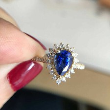 2,60 Karat Blau Tropfen Halo