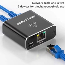 LAN Splitter 1 auf 2 Gigabit Ethernet Switch 2-Port Netzwerk Kabel Verteiler DHL