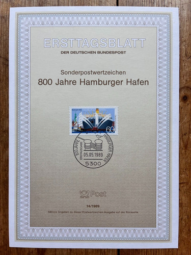 Ersttagsblatt von 1989 - ,, bund