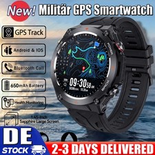 Militär Smartwatch Herren GPS mit Telefonfunktion Kompass Uhr für Android iOS