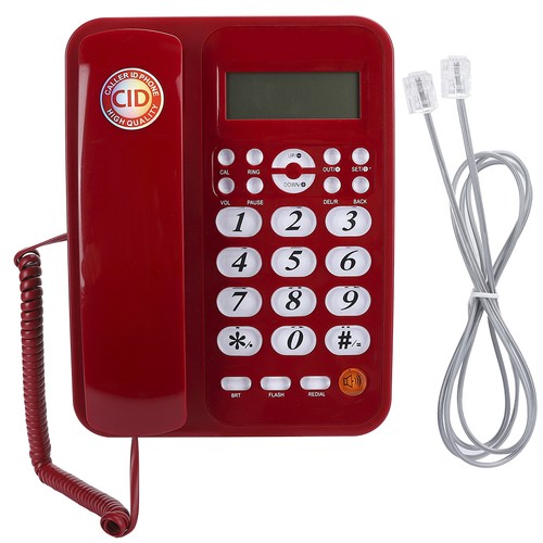 Red desk phone landline - red,
