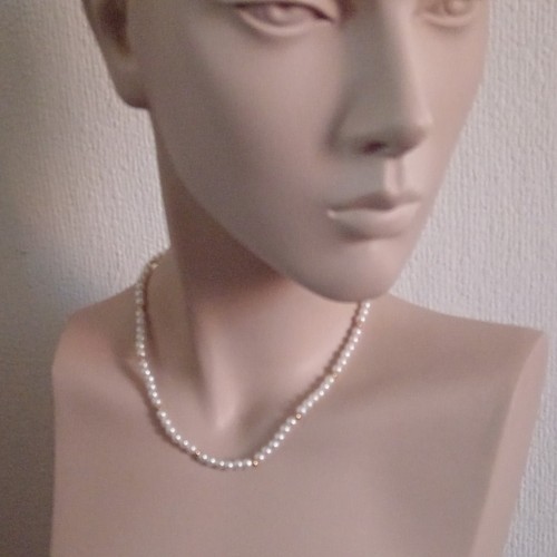 Perlenkette weiß goldfarben - perlenkette, weiß/goldfarben