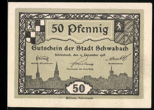 Notgeld schwabach 1918 50 - schwabach, 1918,