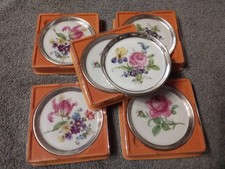 Fürstenberg Untersetzer-Blumenmotiv-Feinsilberauflage am Rand-Gebrüder De Yhle-