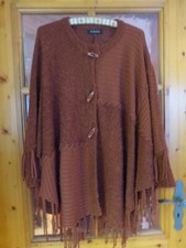 Lagenlook Fransen Strickponcho