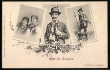 Ansichtskarte Steiermark, Männer und Frauen in Steirischen Trachten 